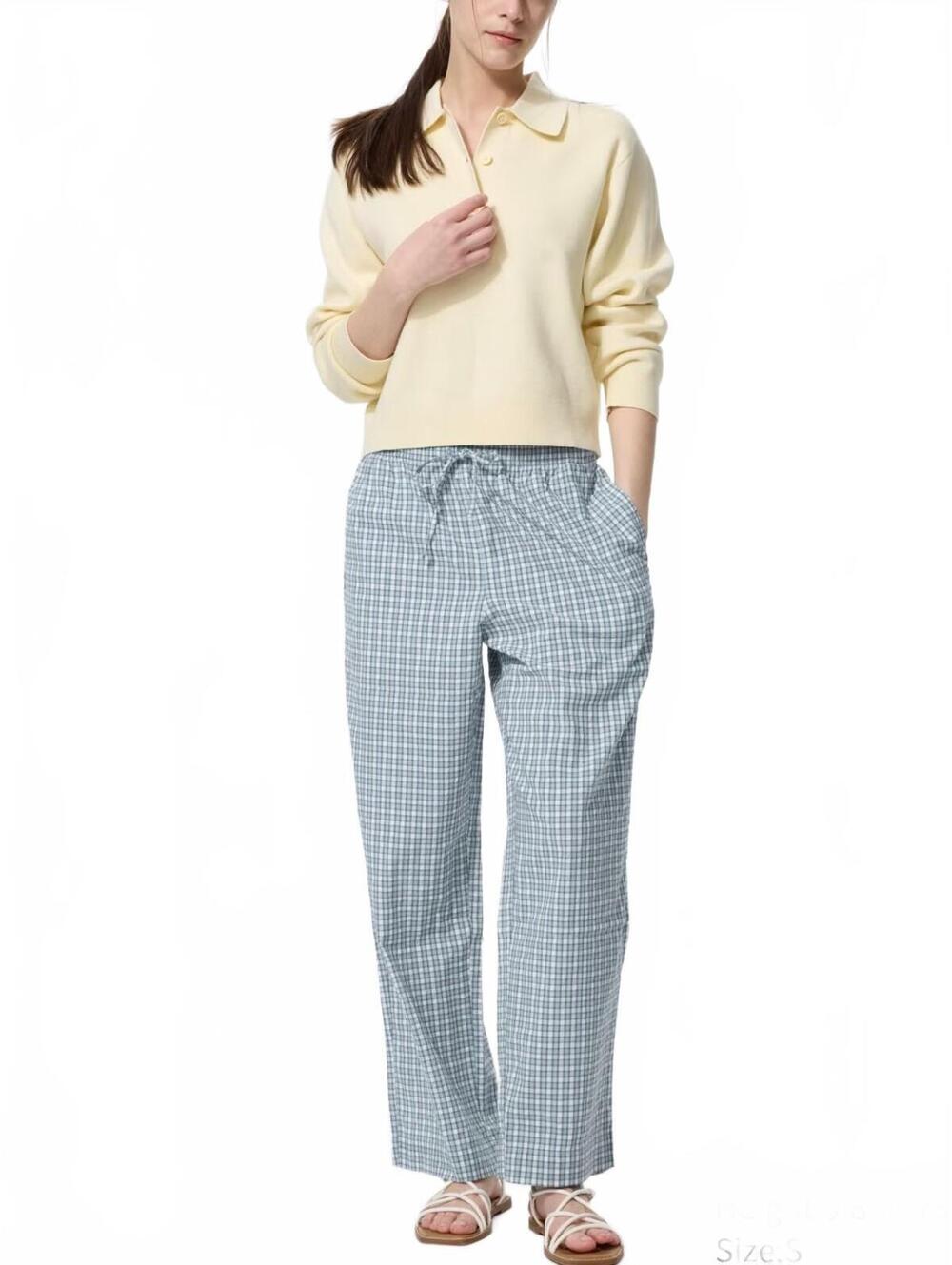 Uniqlo Easy Pants | Checked NWT Blue Large